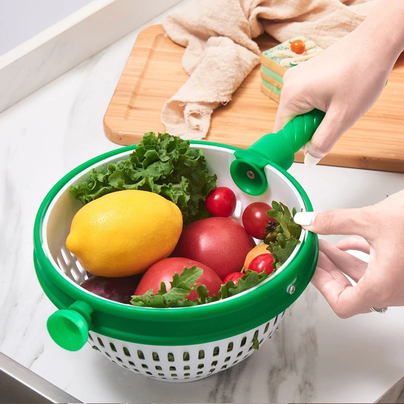 Collapsible Salad Spinner Vegetable Fruit Drainer Non Scratch Spinning