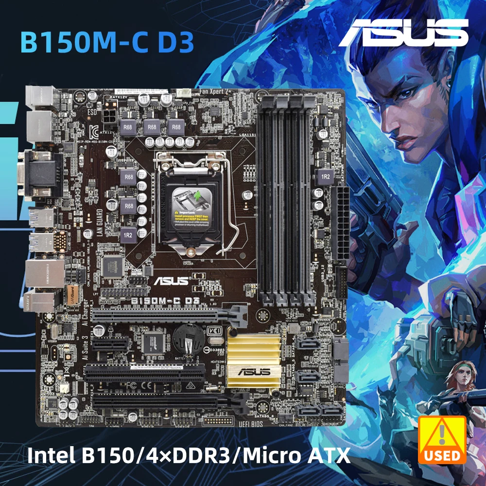 

ASUS B150M-C D3 Intel B150 LGA 1151 4x DDR3 DIMM 64GB PCI-E 3.0 SATA3 USB3.0 VGA DVI Micro ATX motherboard