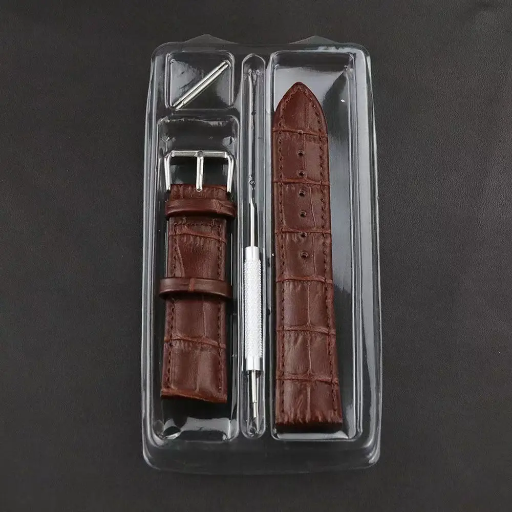 Premium Genuine Leather Watch Strap in Green, Purple, and Blue with Gift Box