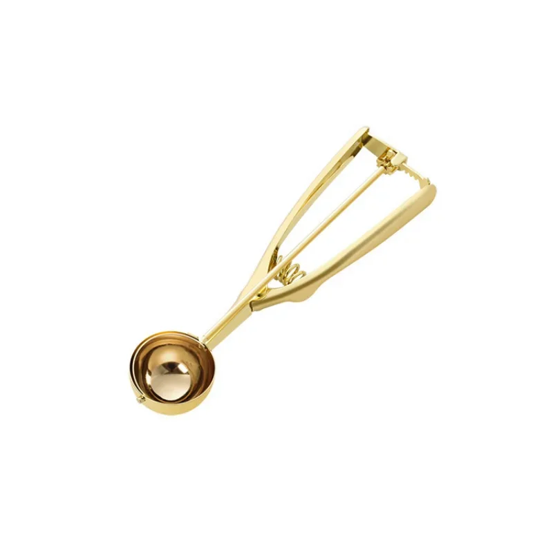 Gold Ice Cream Spoon Stainless Steel Ice Cream Tools Cookie Scoop Icecream Spoon Kitchen Sticks Mashed Potatoes Watermelon 1PCS