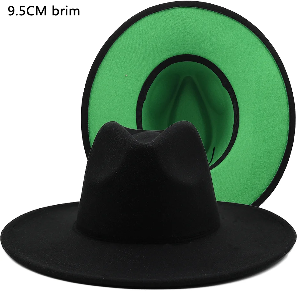 Topi Fedora Jazz Felt Wol Hijau Bagian 