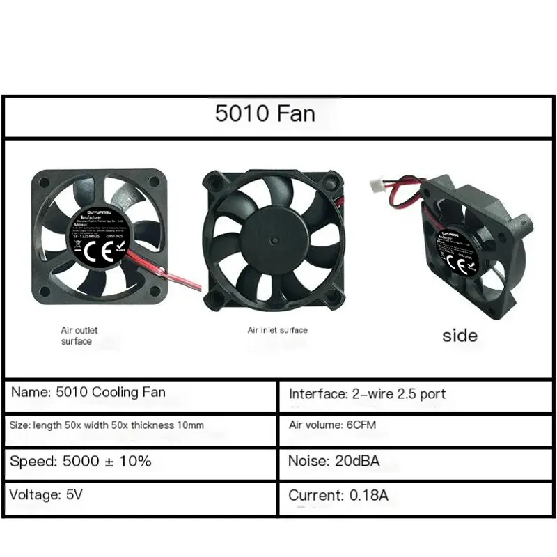 40mmx40mmx10mm 50mmx50mmx10mm 60mmx60mmx10mm 5V 2Pin DC Cooling Silent Fan CPU thumbnail 1