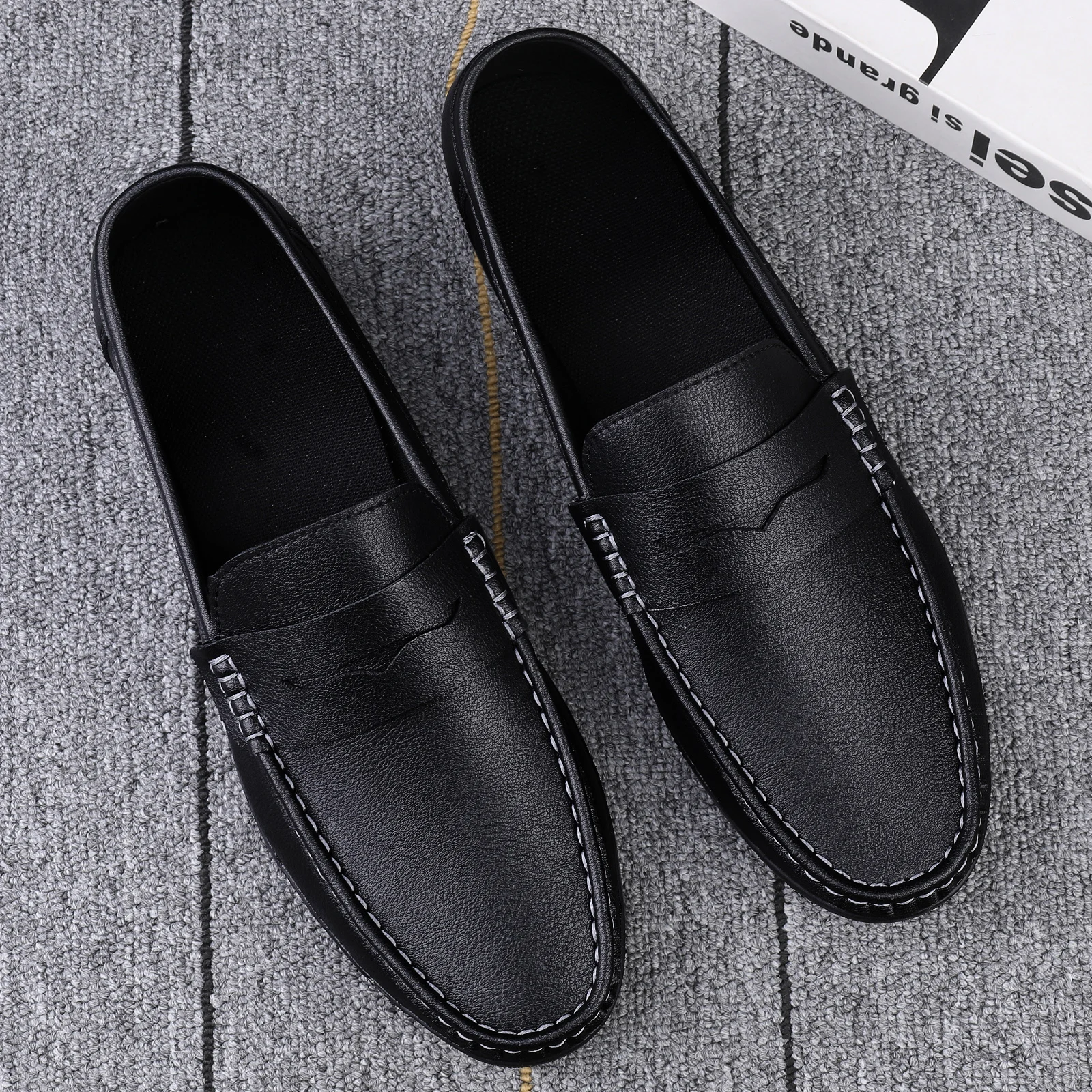 Summer Mens Casual Loafers Leather Loafer Shoes For Men Fashion Light Flats Man White Sneakers Slip-On Driving Big Size 38-47 5