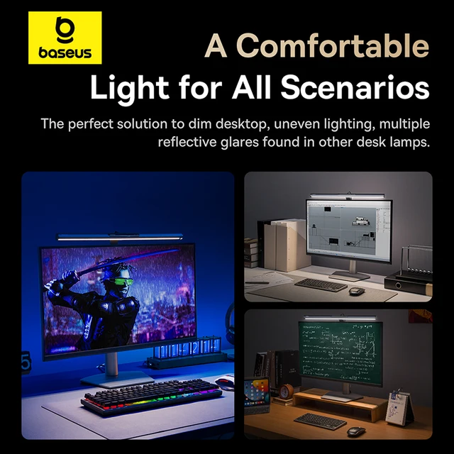 Baseus Magnetische Computerbildschirm-Licht Schreibtischlampe Laptop USB-Licht LED-Monitor-Licht Leselampe