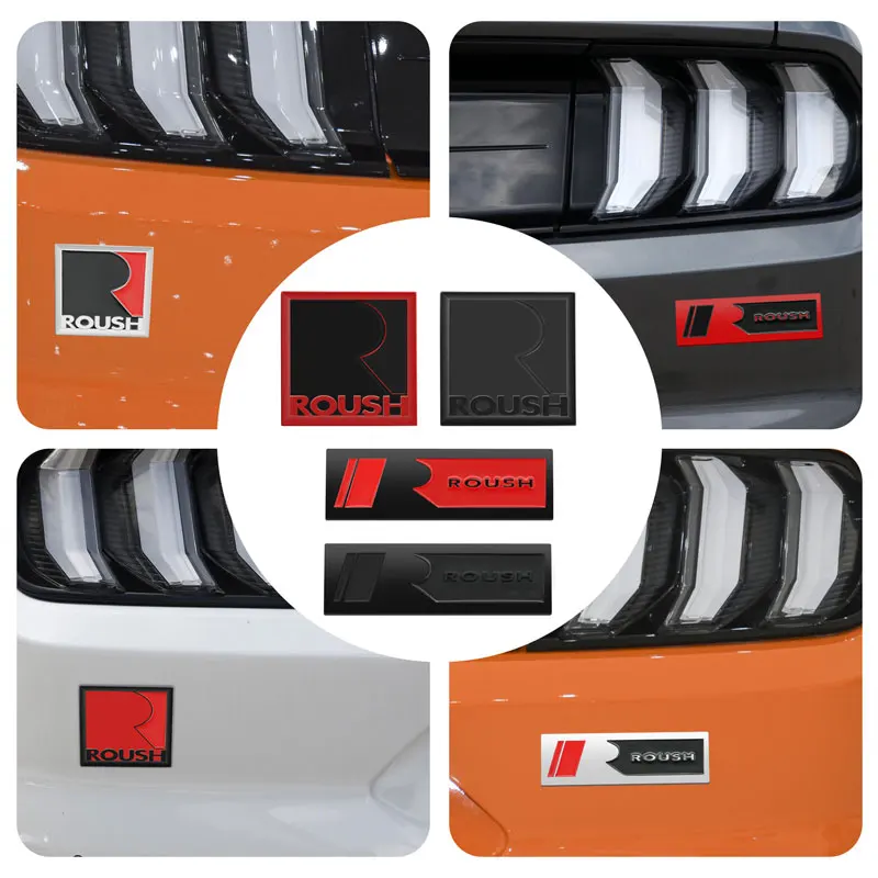 Car 3D Metal Chrome Roush Logo Emblem Sticker Per Mustang Shelby Gt500 Fiesta Focus Shelby Mondeo Car Body Trunk Fender Sticker