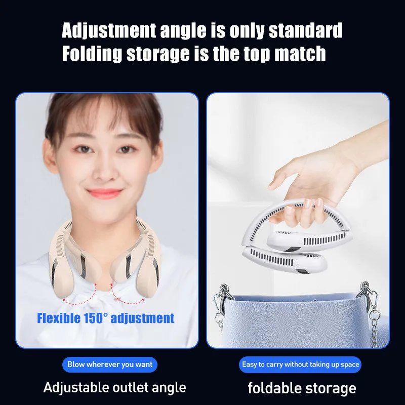 Ventilator portabil de gât suspendat, ventilator portabil de răcire USB, 360 de grade, cu bandă de gât, mini ventilator personal, 5000-3000Mah, reîncărcabil_voghion.com