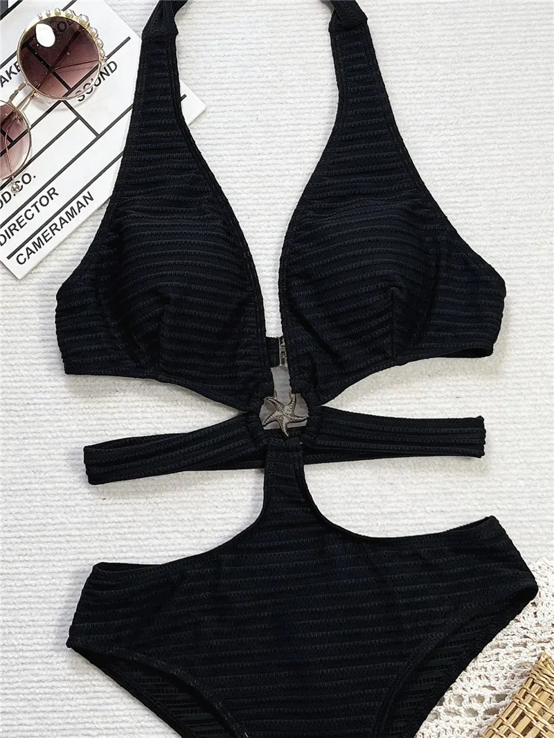 One Piece Swimsuit Women Shiny Beach Bikini