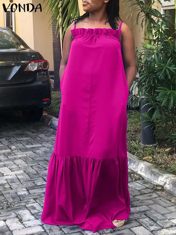 

VONDA Women Evening Party Dress 2023 Bohemian Pleated Dress Fashion Holiday Ruffled Sundress Femme Robe Oversize
