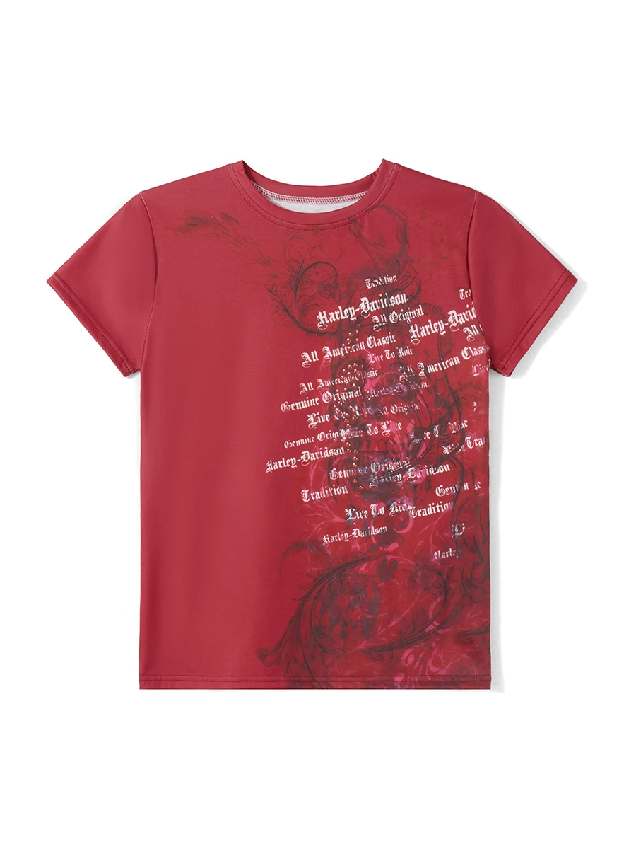 

Women Gothic Graphic Tees Y2k Letter Print Crop Top Crewneck Short Sleeve Going Out Tops Vintage Streetwear