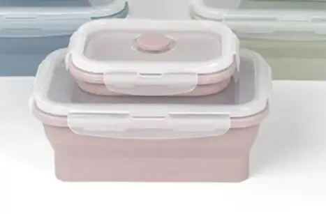 thumbnail image 1 of Contenedor de alimentos de silicona plegable de Color Morandi cuadrado, fiambrera Bento portátil, microware para el hogar, cocina, almacenamiento de alimentos al aire libre, 1 of 5