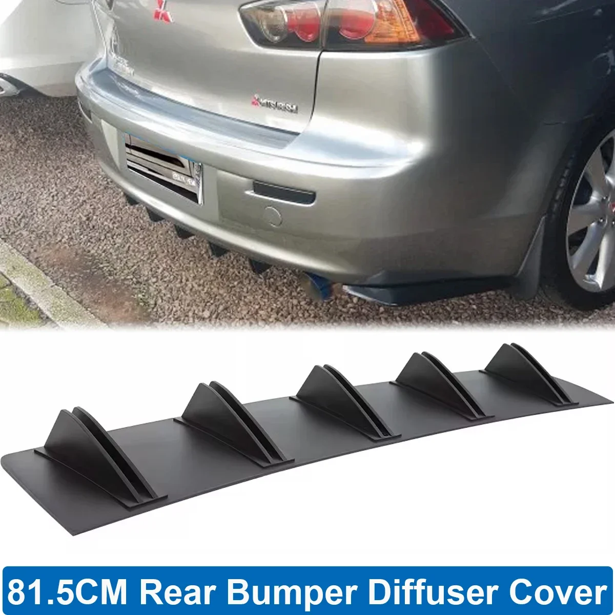 Difusor Trasero Tipo Aleta De Tiburón Para BMW - ABS Negro, 34 X 6.25 Pulgadas, 4 Aletas, Estilo JDM
