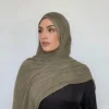 107506-529ca2.jpg Écharpe Hijab Royan en coton froissé pour femmes musulmanes, châles longs et doux islamiques, enveloppes courtes à pampilles, accessoires Bufanda