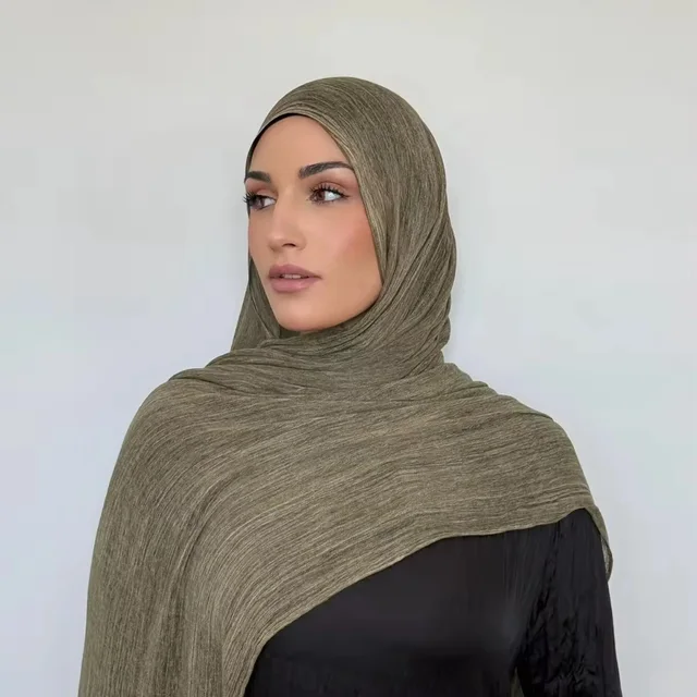 107506-529ca2.jpg Écharpe Hijab Royan en coton froissé pour femmes musulmanes, châles longs et doux islamiques, enveloppes courtes à pampilles, accessoires Bufanda