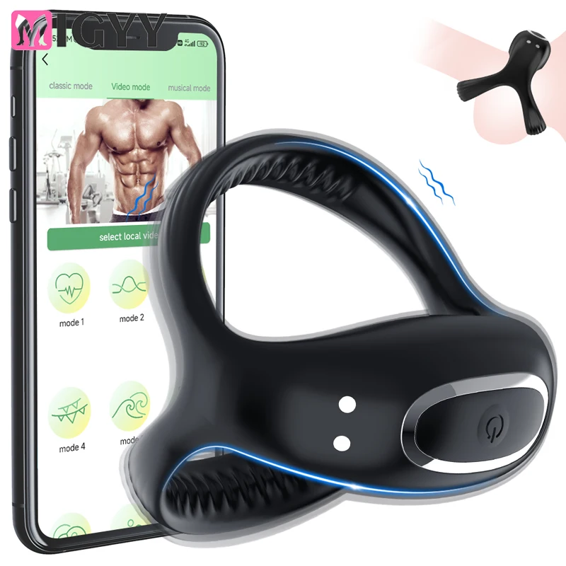 Bluetooth Cock Ring für Männer Vibrierender Ring Mann Drahtlose Fernbedienung Cockringe Verzögerung Ejakulation Penis Ringe Erwachsene Sex Spielzeug 1