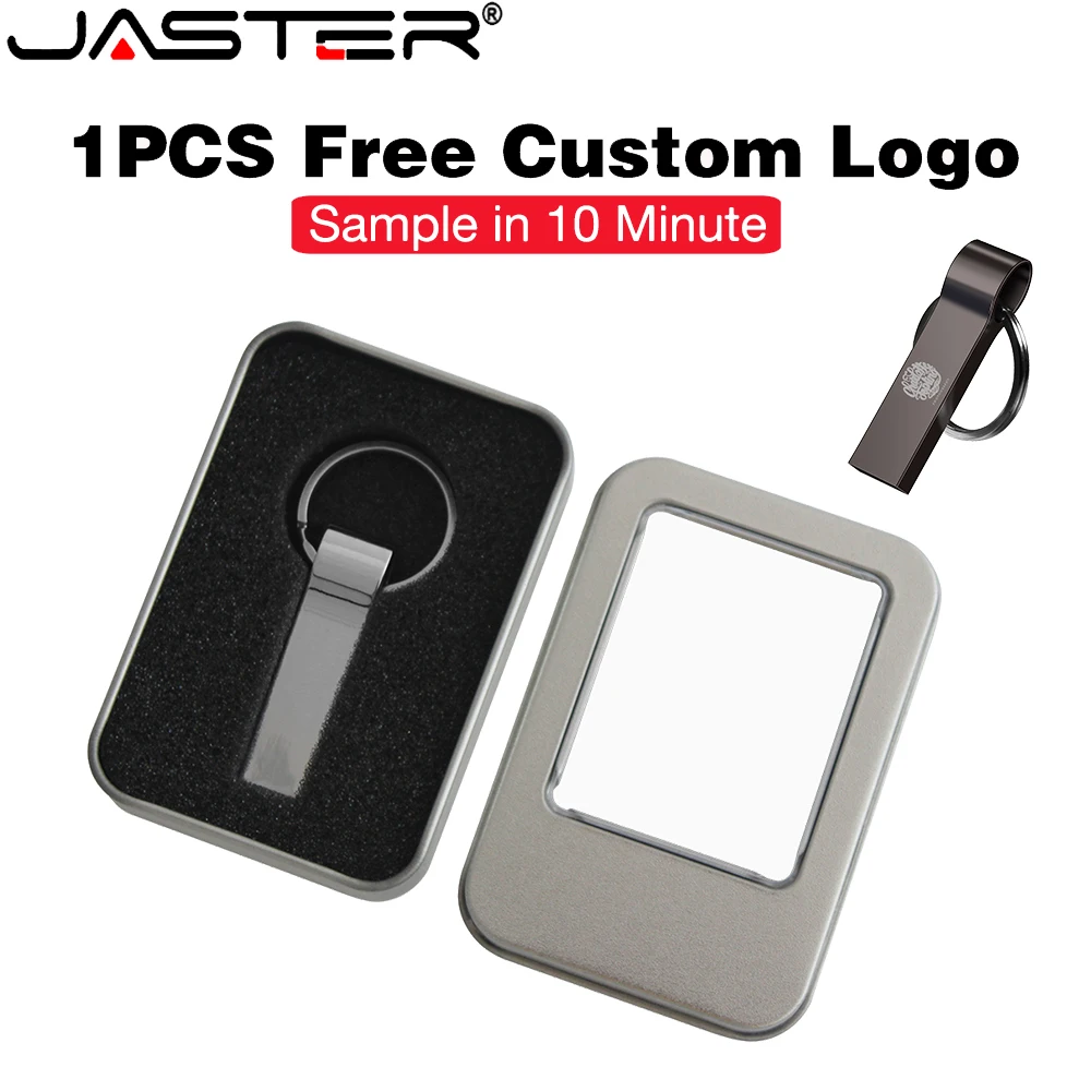 

JASTER New Metal BOX Flash Drive 128GB 64GB Waterproof USB 2.0 32GB Free Custom LOGO Pendrive 16GB 8G Memory Stick Business Gift