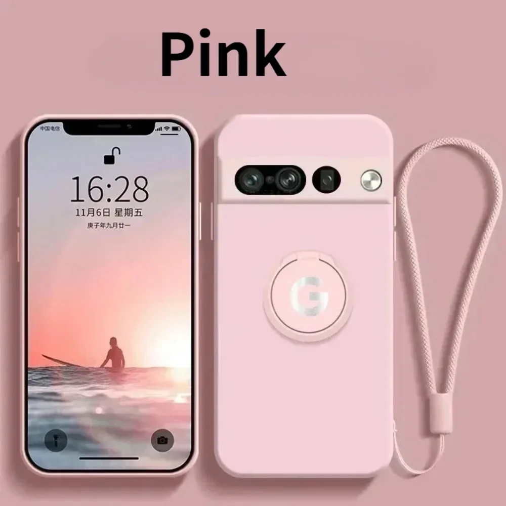 Liquid Silicone Rotatable Phone Case with Wrist Strap and Full Protection
