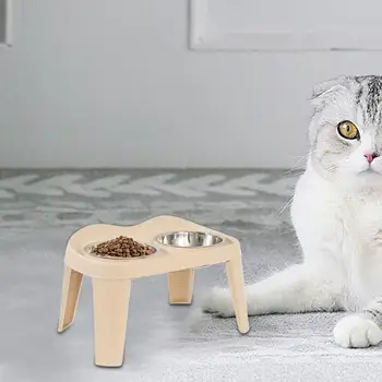 Lifted Dog Bowl Double Dog Bowl Holder Folding Dog Bowl Holder No-Spill Dog Cat Food Bowl Anti-Slip For Small Medium Dogs 2