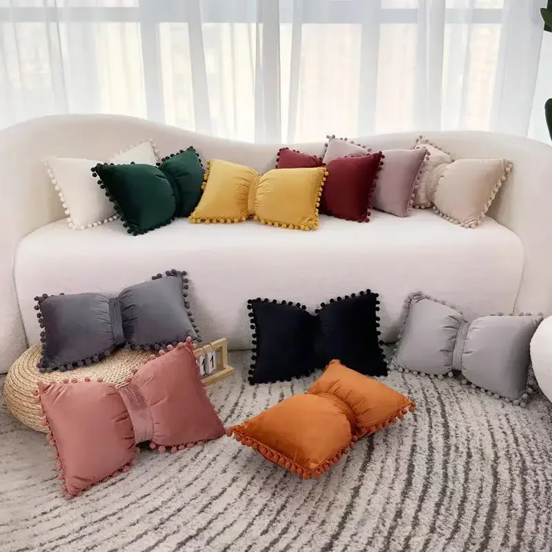 Velvet Bow Throw Pillow 1