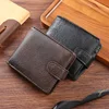 Mens Vintage Wallets Cow Leather Solid Sample Style Zipper&Hasp Purse Card Holders Famous Brand High Quality Male Fashion Wallet 1