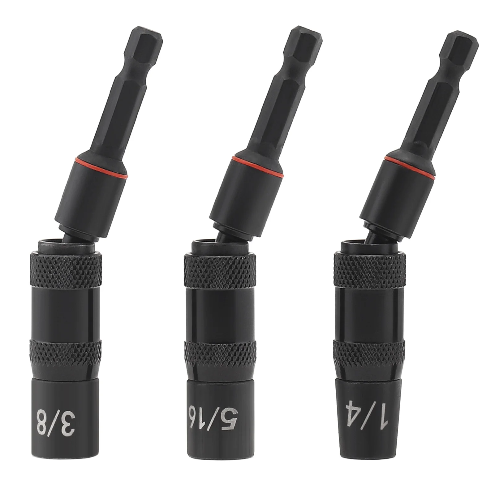 

3pcs/set Magnetic Pivot Nut Driver Set Hex Shank Bit Holder Universal Rotation Impact Driver Socket for Corners Tight Spaces