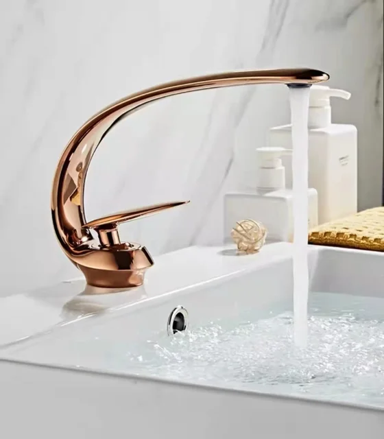 Creative Bathroom Sink Faucet Tap White Brass Wash Basin Faucets Single Handle Hot and Cold Waterfall Modern Elegant Mixer Tap 12