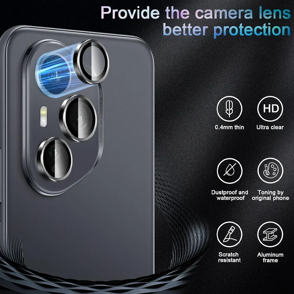 Premium 3D Metal Camera Lens Protector with Glass Finish