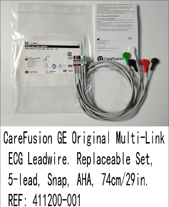 

Vyaire GE оригинальный многоканальный ECG Leadwire кардиопроводящий Сменный Набор 5-lead Snap AHA 74 см/29in арт.: 411200-001