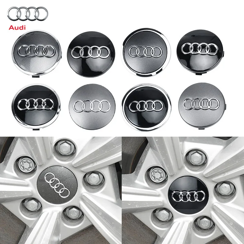 68Mm 69Mm Audi Emblem Badge Car Wheel Center Hub Cap Covers Auto Rim Cover Per Audi Sline Tt Q2 Q3 Q4 Q5 Q6 Q7 Q8 A3 A4 A5 A6 A7