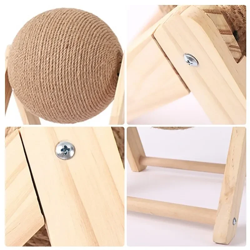 Cat Toy Cratchers Ball Sisal and Wood Stable Triangle Indoor Scratching Stuff