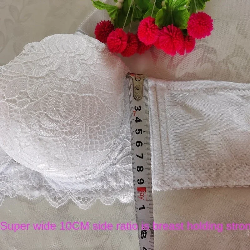 9cm Steel Ring Push Up Bra Lace Sexy Underwear for Women Thickened Adjustable Padded Lingerie with Upper Support Gathering 3