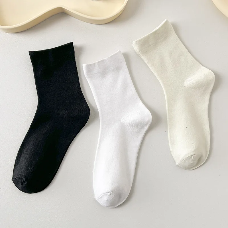 

Весенне-осенние однотонные милые женские носки, поглощающие пот и дезодорирующие эластичные взрывчатые модели для студентов, милые носки с ворсом