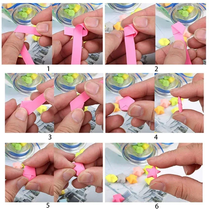 Folding Stars Paper Origami Strips Lucky Colorful Star Decor for Hand Arts Home Decor