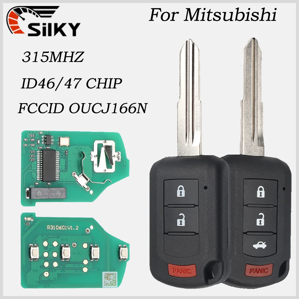 SilKY PN: 6370B945 รีโมทกุญแจรถ 315MHz ID46 ชิปสําหรับ Mitsubishi Lancer 2016 -2017 Fob FCC ID: OUCJ166N 2 + 1/3 + 1 ปุ่ม