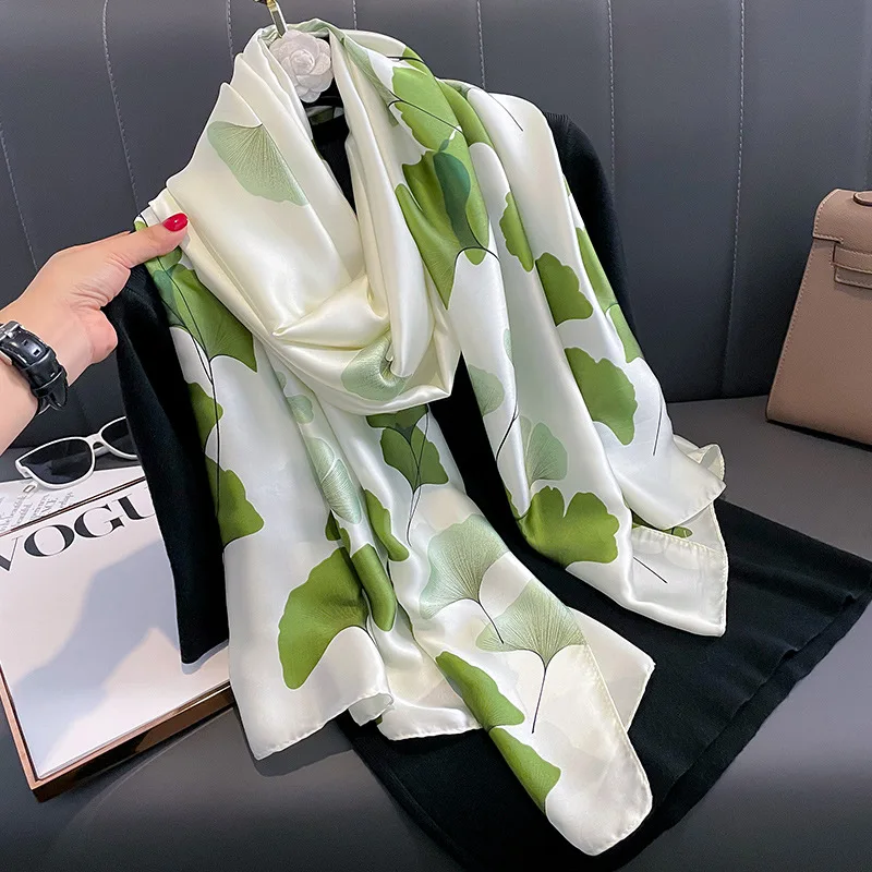 

Luxury Brand Satin Finish Silk Scarf Popular Design 2024 Print Hijab 180X90CM Fashion Warm Shawls Women The Four Seasons Scarves