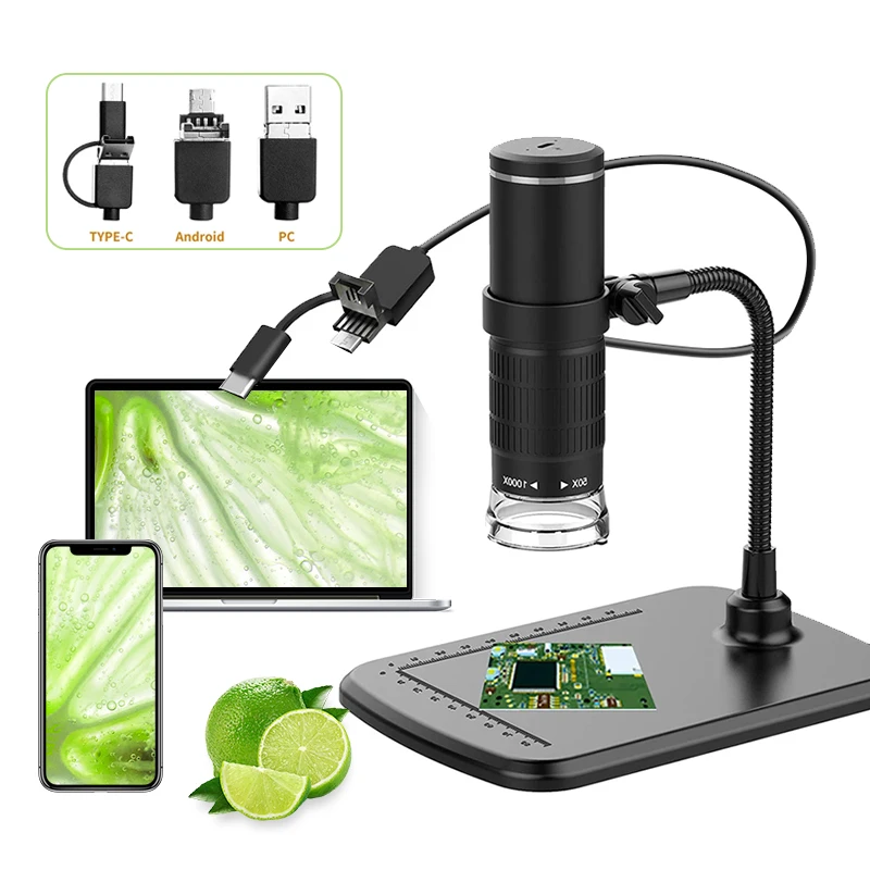 USB Digital Microscope Camera 3 in 1 8 LED Magnifier Adjustable Magnification with Stand 1000X digital microscope handheld microscope mini microscope pocket microscope