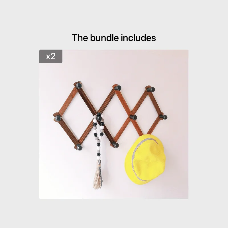 1 X-Shaped Wooden Wall Hanger, Expandable Hanger, Accordion Design, Hook, Used For Hanging And Storing Umbrellas, Hats, Wallets