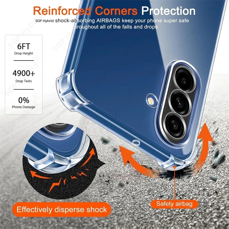 Clear Crystal Shockproof Transparent Phone Case with Camera Protector, Soft TPU Cover