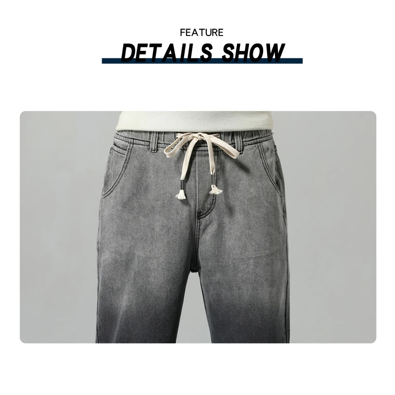 Men's Jeans Wide Leg Denim Cargo Loose Straight Baggy Hip Hop Streetwear Skateboard Neutral Fake Zippers Elastic Waist Trousers