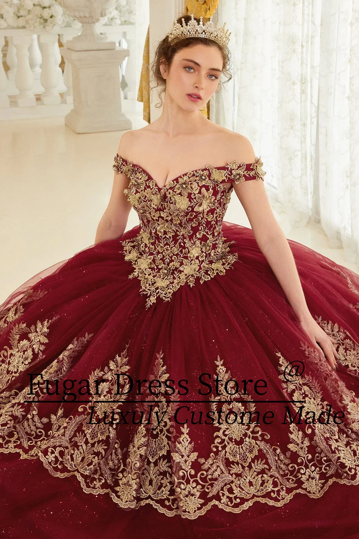 New Burgundy Quinceanera Dresses Luxuly Layered Lace Appliques Prom Princess Brithday Party Gowns vestidos de 15 a&ntilde;os