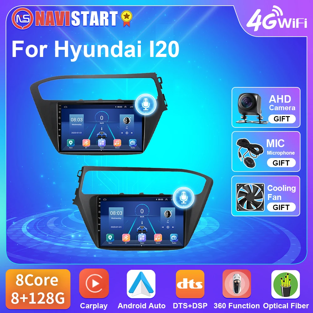 

NAVISTAR T5 Android 10 For Hyundai I20 2014 - 2017 Car Radio LHD/RHD 4G WIFI Video Player DSP Carplay Auto GPS Navigation 2 Din