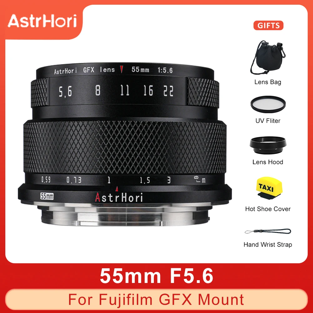 

Объектив камеры AstrHori 55 мм F5.6 среднего формата с ручным фокусом Sony GFX Mount для Sony GFX-Mount GFX 50S 50SII 50R G Mount