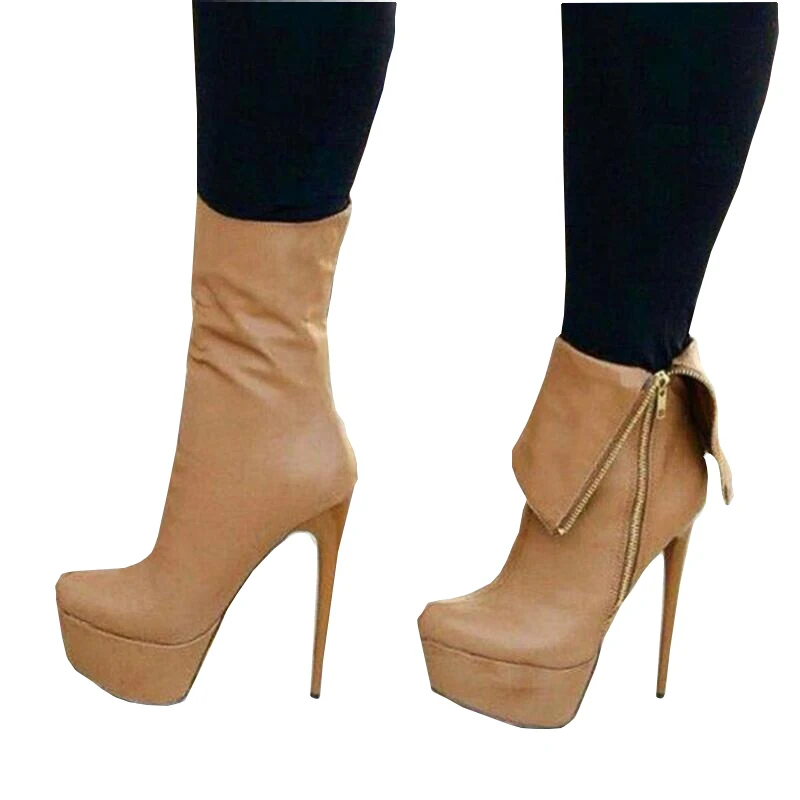 

SHOFOO shoes.Fashionable women's boots. About 18 cm high heels. Fashion show shoes. Mid- calf women's boots. SIZE:34-45
