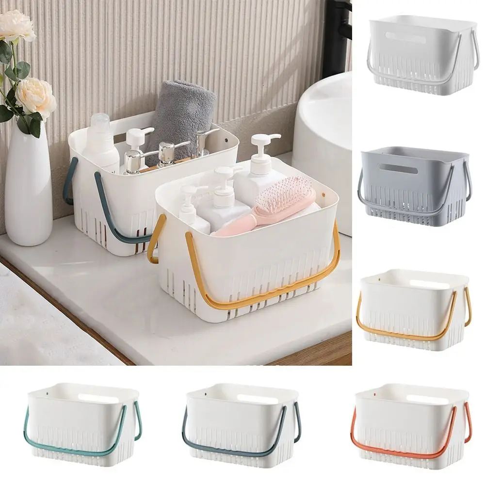 Plastic Handheld Bath Basket Space Saving with Handle Sundries Collection Basket Large Capacity Drain Bath Kitchen shower caddy basket