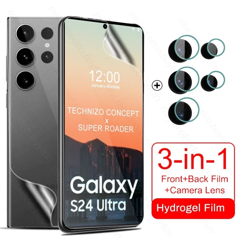 3 To1 Pellicola Salvaschermo Morbida In Idrogel Per Samsung Galaxy S24 Ultra Plus Camera Glass Sumsung Galaxy S 24 S24Ultra Not Glass