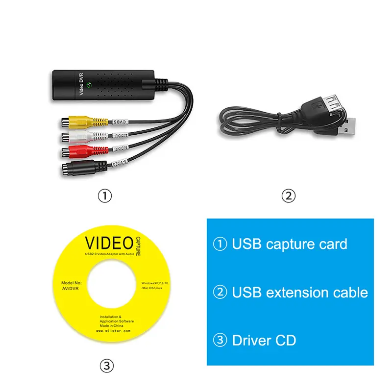 USB Video Capture Card Easy Cap VHS VCR Mini DV Hi8 DVD to Digital Converter RCA/S-video to USB 2.0 Audio Video Record Capture - Image 5