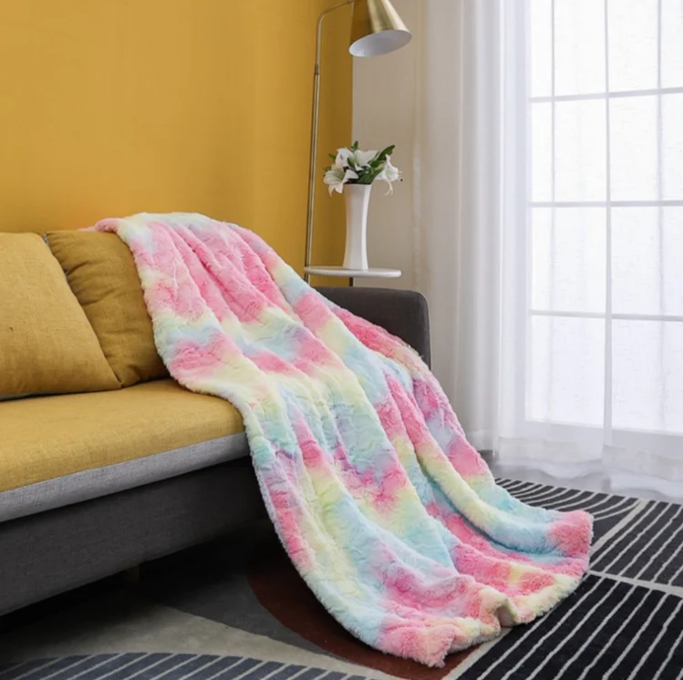 Tie Dye Blanket Thick Double Layer Lamb Wool Brushed Pv Plush_voghion.com