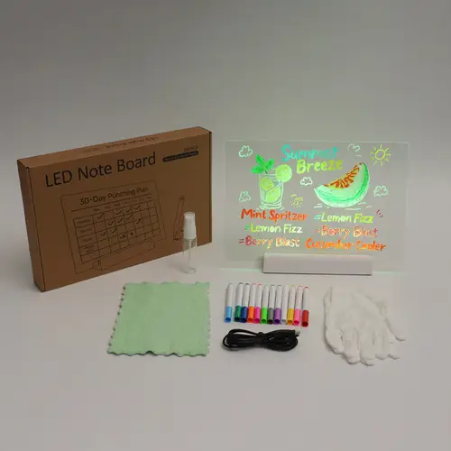 LED Note Board DIY Acrylic Night Light 7 Pens Drawing Board Rechargeable RGB Erasable Painting Drawing Boards Kids Birthday Gift - Image 9