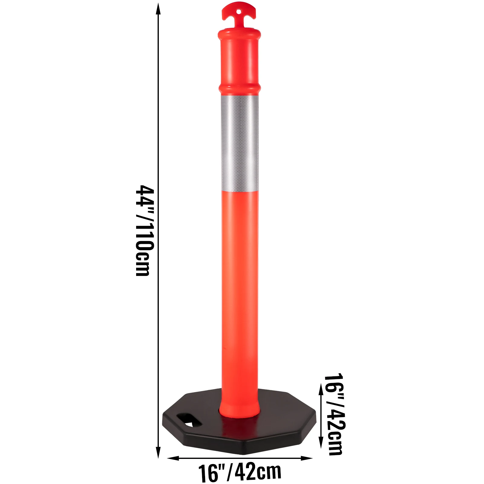 VEVOR 3Pack Traffic Delineator Posts 44 Inch Height PE Delineator Post Kit with Reflective Band for Construction Sites Facility