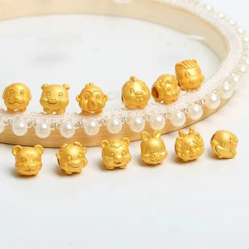 

12 Zodiac Charms 3D Gold Plated Men Women Year of Birth Charm Bracelet Weave Beaded Jewelry Long-lasting Three-in-One Zodiac