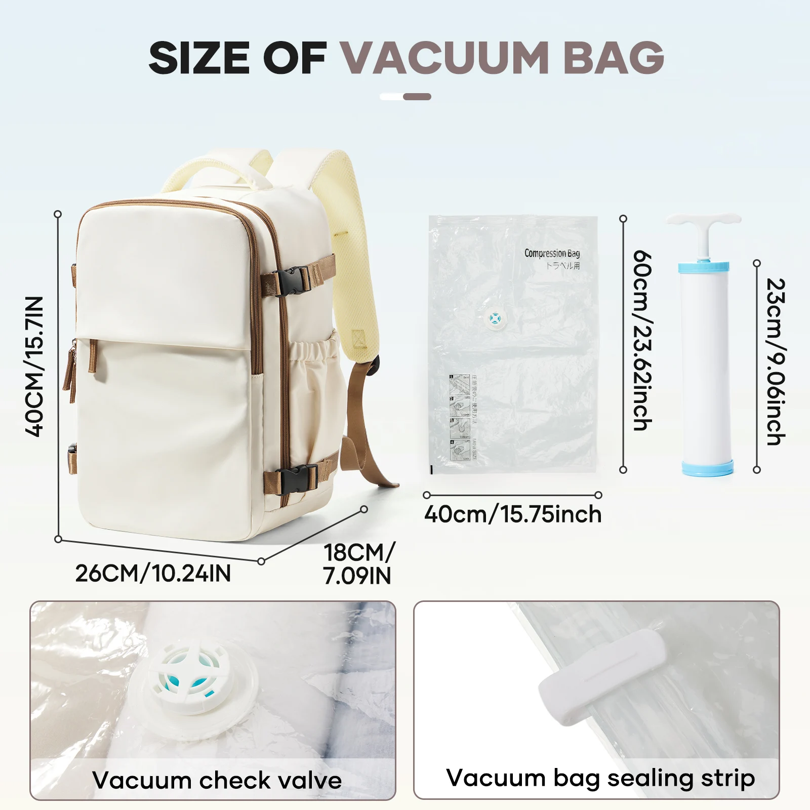 Ryanair Wizzair 40x30x20 Travel Aviation Backpack Air Vacuum Storage Bags With Backpack Men Women College Notebook Backpack